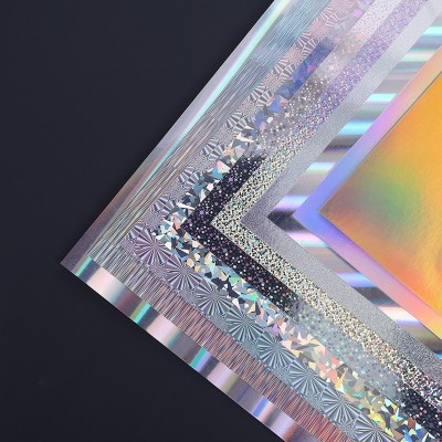 特种纸现货128G250G镭射金银卡花纹纸玻璃碎小圆点拉丝光柱米点图1