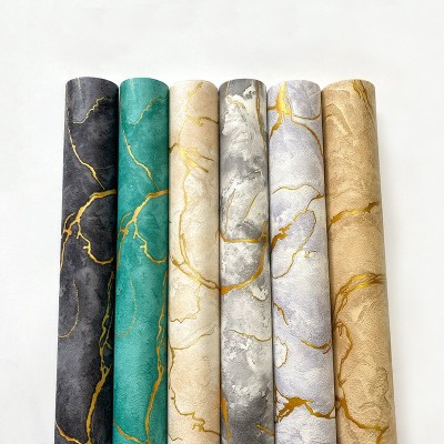 轻奢简约金色线大理石肌理水波纹纹理背景墙纸卧室客厅装饰壁纸