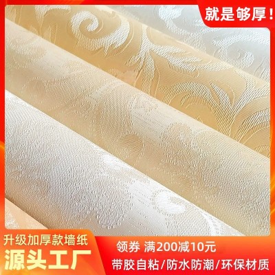 欧式自粘墙纸PVC加厚防水卧室客厅背景墙壁纸家用沾翻新墙贴批发