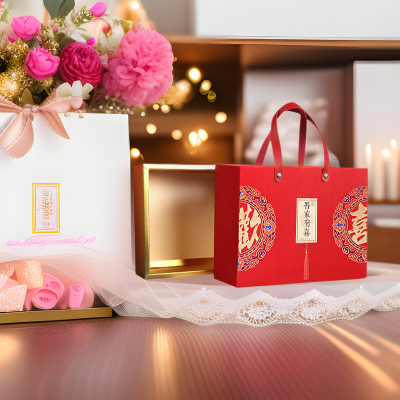 抽屉式伴手礼空盒手提不费手结婚宝宝乔迁祝寿吾家有喜喜糖礼品盒