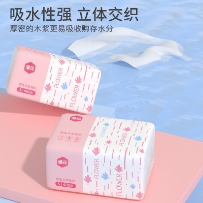 漫花抽纸400张*30包整箱纸巾批发家用餐巾纸五层加厚卫生纸抽代发图2