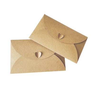 牛皮纸纸爱心扣信封高端商务明信片会员生日贺卡信封复古信封