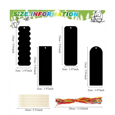 跨境DIY书签刮画纸 创意儿童手工书签刮刮画 白卡纸刮画本批发