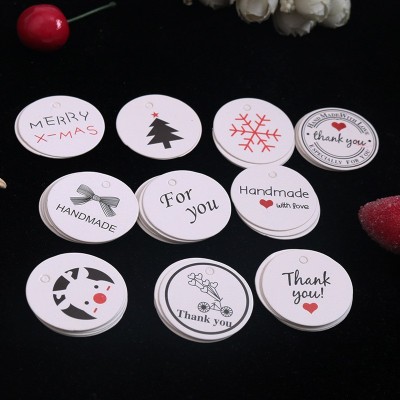 白色圆形花边吊牌包装标签吊牌展示卡圣诞礼品包装挂卡价签指示卡