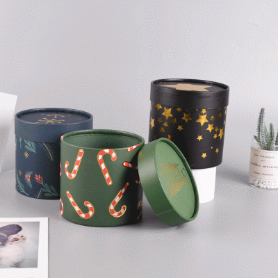 卡通圣诞纸筒节日礼品通用收纳圆筒盒定制 空白纸罐供应可印LOGO