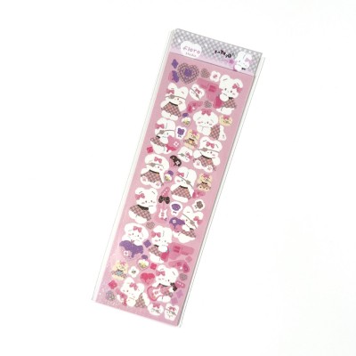 韩国爆款floro小白兔贴纸批发韩系镭射可爱卡通动物手账咕卡贴纸