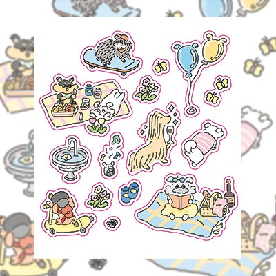 可爱英伦小狗贴纸ins韩系创意卡哇伊diy装饰素材咕卡手账贴纸贴画