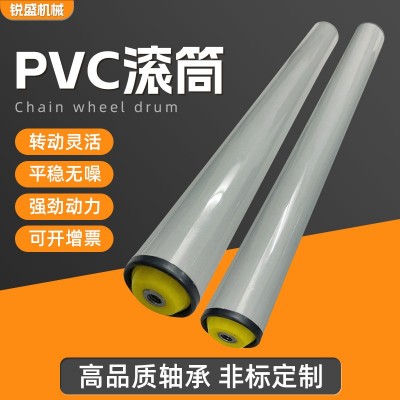 定制镀锌PVC滚筒流水线滚轴不锈钢双排链轮辊筒PVC传送带输送机