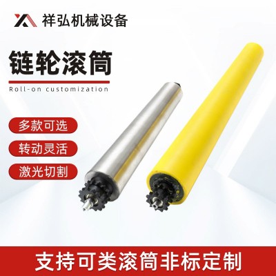 无动力物流双排链轮滚筒工业运输托锟滚轴流水线运输锟筒滚筒厂家