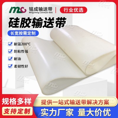 厂家直供耐高温防粘白色耐油硅胶输送带电晕机皮带易剥离传送带