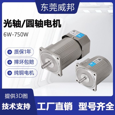 光轴定速电机圆轴调速马达220V带键槽铣扁6W-750W可配RV减速机用