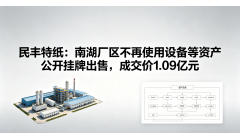民丰特纸：出售不再使用设备 成交价1.09亿元