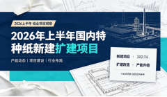 2026年上半年国内特种纸新建扩建项目