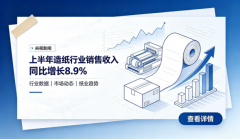 央视新闻:上半年造纸行业销售收入同比增长8.9%