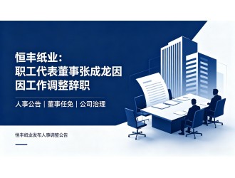 恒丰纸业:职工代表董事张成龙因工作调整辞职